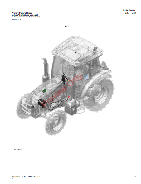 JOHN DEERE 5115M TRACTOR PC16253 - PARTS CATALOG MANUAL