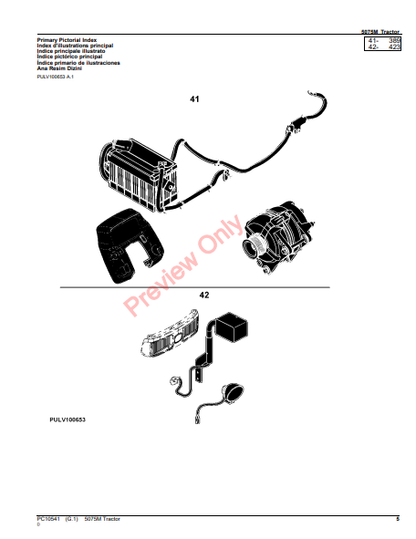 JOHN DEERE 5075M TRACTOR PC10541 - PARTS CATALOG MANUAL