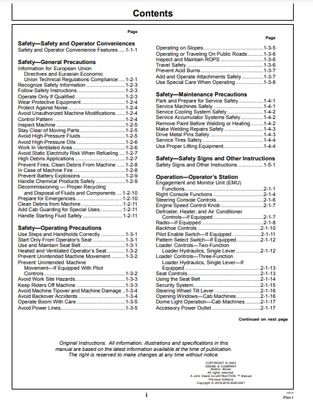 OPERATOR MANUAL - JOHN DEERE 310L EP Construction Backhoe Loader OMT425669X19