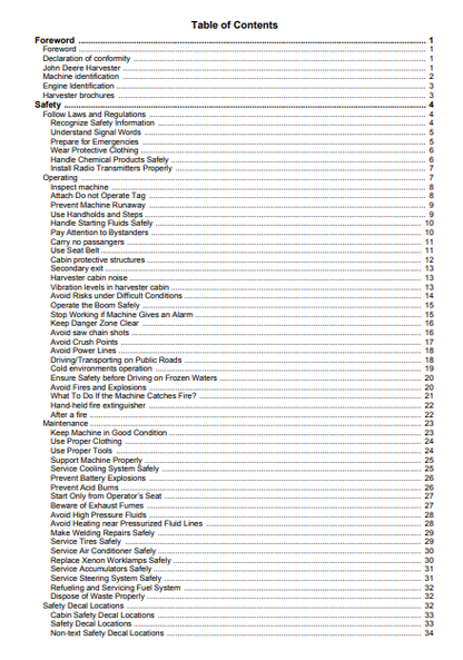 F670650 - JOHN DEERE 1270E T2 (E SERIES) Forestry Wheeled Harvesters OPERATOR MANUAL