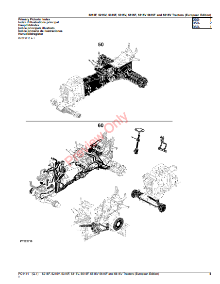 JOHN DEERE 5215F, 5215V, 5315F, 5315V, 5515F, 5515V, 5615F AND 5615V TRACTORS (EUROPEAN EDITION) PC4414 - PARTS CATALOG MANUAL