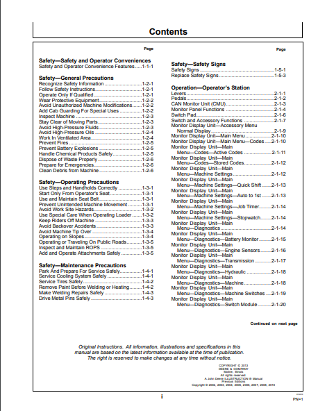 OMT200785- JOHN DEERE 744J,824J (J SERIES) Construction Loaders OPERATOR MANUAL