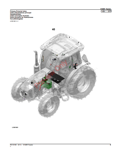 JOHN DEERE 5100R TRACTOR PC13105 - PARTS CATALOG MANUAL