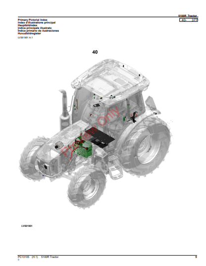 JOHN DEERE 5100R TRACTOR PC13105 - PARTS CATALOG MANUAL