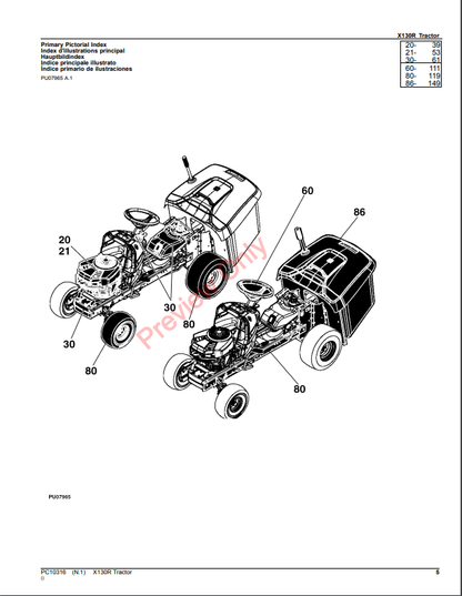 JOHN DEERE X130R TRACTOR PC10316 - PARTS CATALOG MANUAL