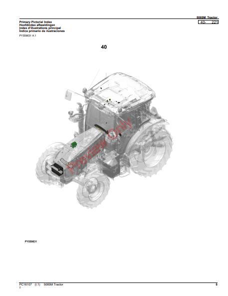 JOHN DEERE 5085M TRACTOR PC16107 - PARTS CATALOG MANUAL