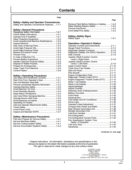 OPERATOR MANUAL - JOHN DEERE 753J,759J (J SERIES) Forestry Tracked Feller Buncher OMT231007