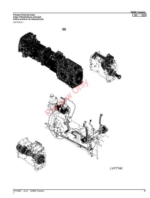 JOHN DEERE 5400N TRATOR PC10967 - PARTS CATALOG MANUAL