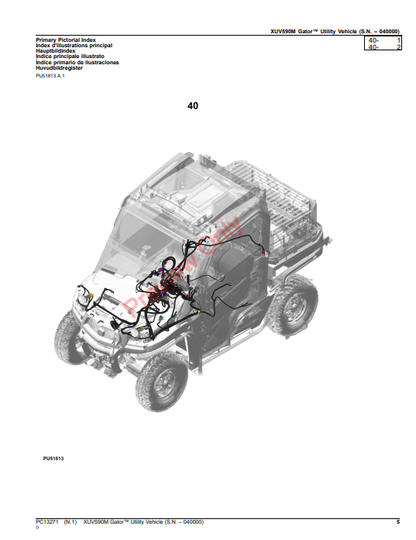 JOHN DEERE XUV590M GATOR UTILITY VEHICLE PC13271 - PARTS CATALOG MANUAL