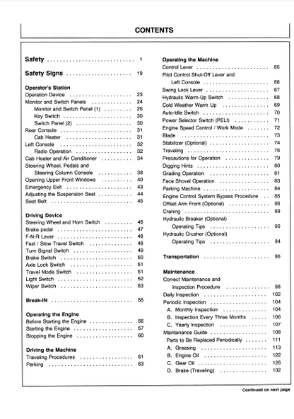 OPERATOR MANUAL - JOHN DEERE EX60WD-2 (EX-2 SERIES) HITACHI EXCAVATOR EM10R12