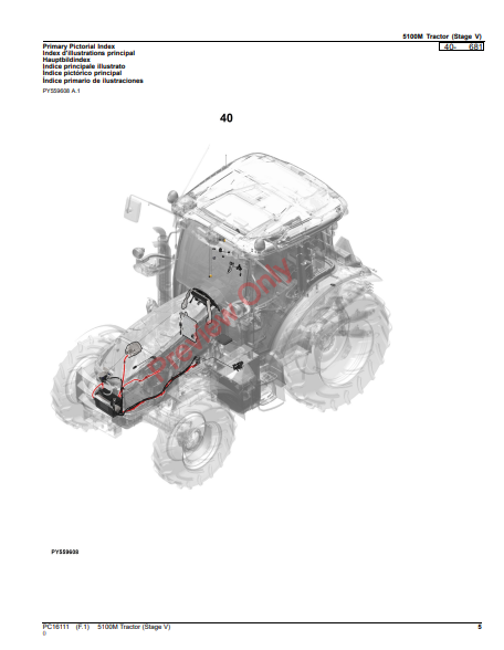 JOHN DEERE 5100M TRACTOR (STAGE V) PC16111 - PARTS CATALOG MANUAL