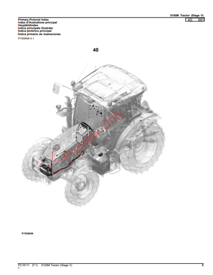 JOHN DEERE 5100M TRACTOR (STAGE V) PC16111 - PARTS CATALOG MANUAL