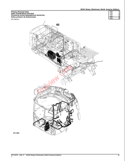 JOHN DEERE W235 ROTARY WINDROWER (NORTH AMERICA EDITION) PC11879 - PARTS CATALOG MANUAL