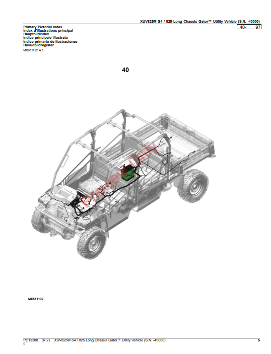 JOHN DEERE XUV825M S4 / 825 LONG CHASSIS GATOR UTILITY VEHICLE (WORLDWIDE EDITION) PC13308 - PARTS CATALOG MANUAL