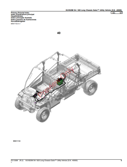 JOHN DEERE XUV825M S4 / 825 LONG CHASSIS GATOR UTILITY VEHICLE (WORLDWIDE EDITION) PC13308 - PARTS CATALOG MANUAL