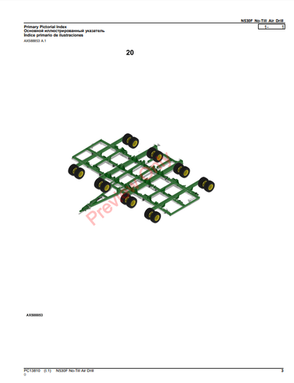 JOHN DEERE N530F NO-TILL AIR DRILL PC13810 - PARTS CATALOG MANUAL