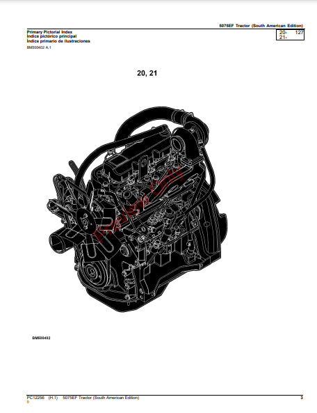 JOHN DEERE 5075EF TRACTOR (ENGINE: 3029TPY60) (SOUTH AMERICAN EDITION) PC12256 - PARTS CATALOG MANUAL