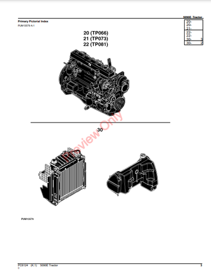 JOHN DEERE 5090E TRACTOR PC6124 - PARTS CATALOG MANUAL