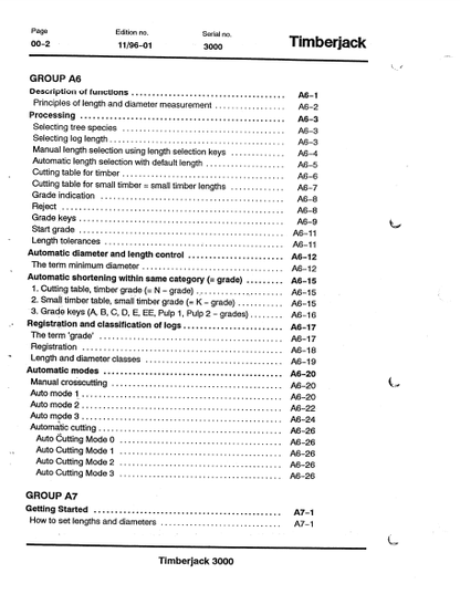 F050061 - JOHN DEERE TJ3000 Forestry Measuring And Control OPERATOR MANUAL