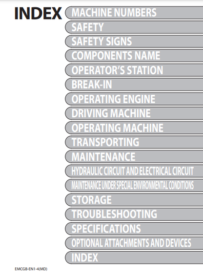 EMCGBEN14MD - JOHN DEERE ZAXIS190W-3,ZAXIS210W-3 (ZAXIS-3 SERIES) Hitachi Excavators OPERATOR MANUAL