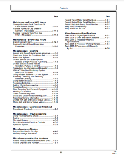 OPERATOR MANUAL - JOHN DEERE ZAXIS290F-3 (ZAXIS-3 SERIES) Hitachi Processor OMT231473