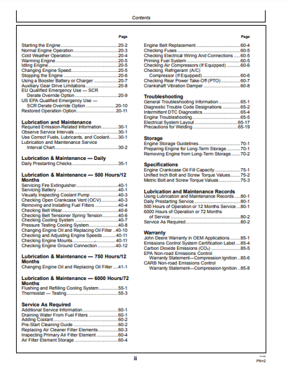 OPERATOR MANUAL - JOHN DEERE 18.0L,6180C1510 Construction Engine OMDZ125112