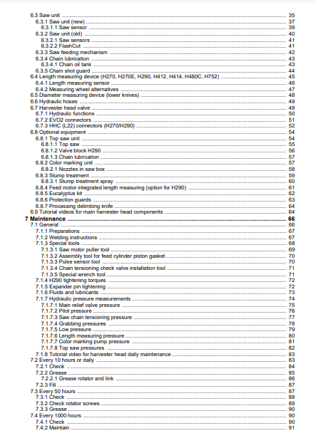 OPERATOR MANUAL - JOHN DEERE H290 (HARVESTING HEADS SERIES) Forestry Harvesting Head F076333