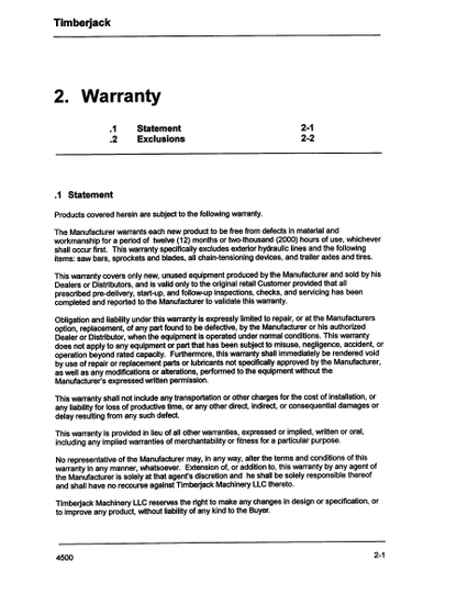 F304595 - JOHN DEERE 4500 (SERIES) Forestry Delimber OPERATOR MANUAL