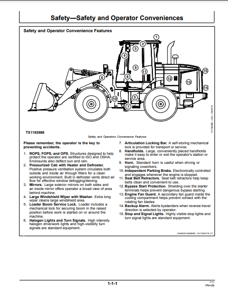 OPERATOR MANUAL - JOHN DEERE 444K (0) Construction Loader OMT361493X19