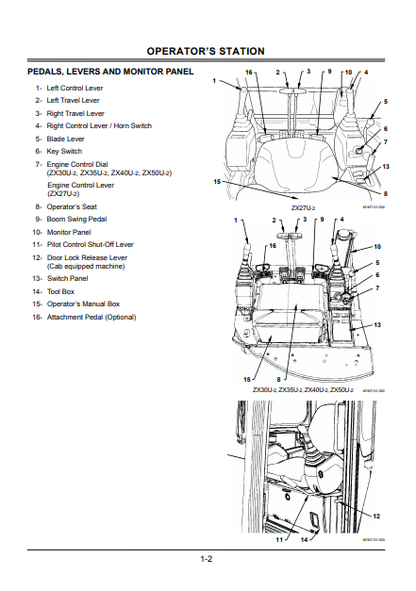 EM1M722 - JOHN DEERE ZAXIS27U-2,ZAXIS30U-2,ZAXIS35U-2,ZAXIS40U-2,ZAXIS50U-2 (ZAXIS-2 SERIES) Hitachi Excavators OPERATOR MANUAL