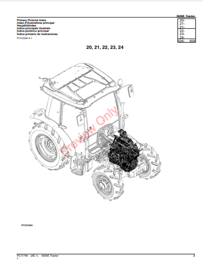 JOHN DEERE 5055E TRACTOR (EUROPEAN EDITION) PC11746 - PARTS CATALOG MANUAL