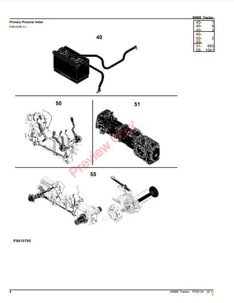 JOHN DEERE 5090E TRACTOR PC6124 - PARTS CATALOG MANUAL