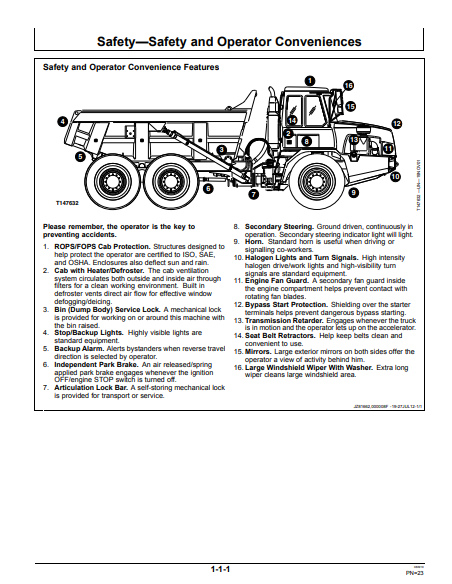 OPERATOR MANUAL - JOHN DEERE 250D,300D (D SERIES II)  Construction Articulated Dump Truck OMT263512