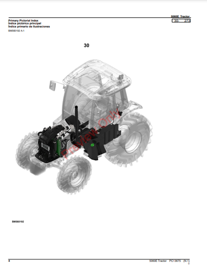 JOHN DEERE 5060E TRACTOR PC13675 - PARTS CATALOG MANUAL