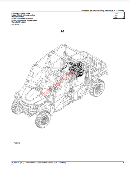 JOHN DEERE XUV590M S4 GATOR UTILITY VEHICLE PC13273 - PARTS CATALOG MANUAL