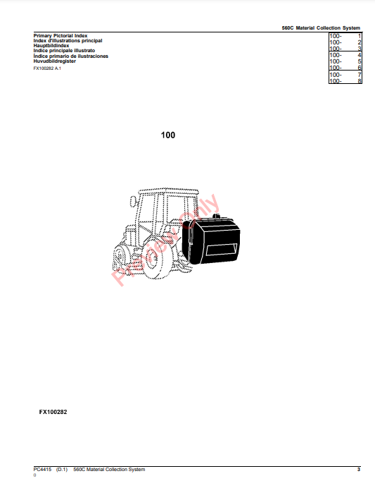 JOHN DEERE 560C MATERIAL COLLECTION SYSTEM (MCS) EUROPEAN EDITION PC4415 - PARTS CATALOG MANUAL