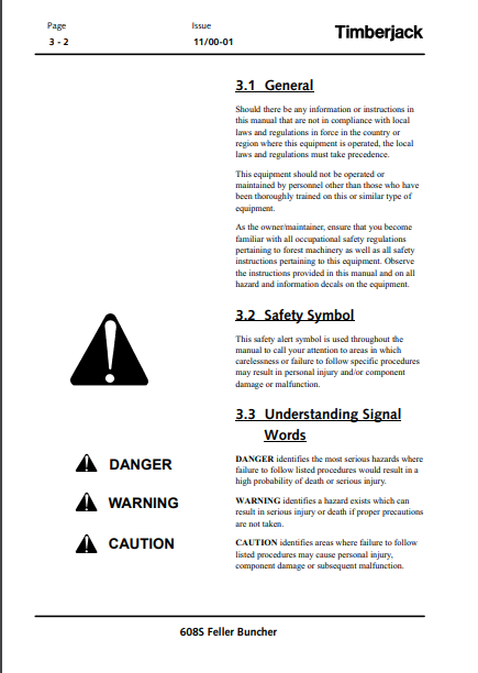 OMF381265- JOHN DEERE 608S (608 SERIES) Forestry Tracked Feller Bunchers OPERATOR MANUAL