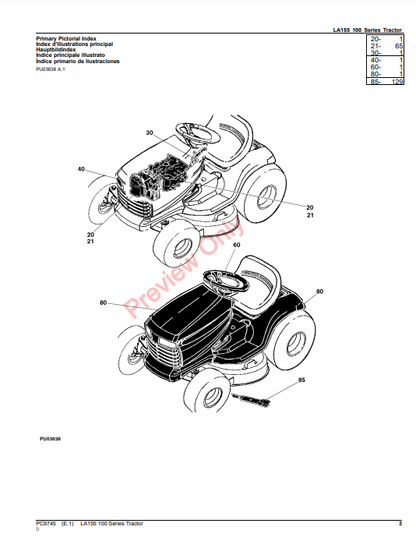 JOHN DEERE LA155 TRACTOR PC9745 - PARTS CATALOG MANUAL