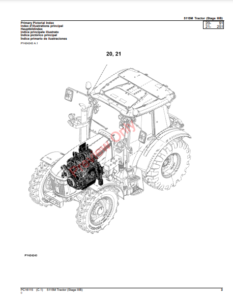 JOHN DEERE 5115M TRACTOR (STAGE IIIB) PC16115 - PARTS CATALOG MANUAL