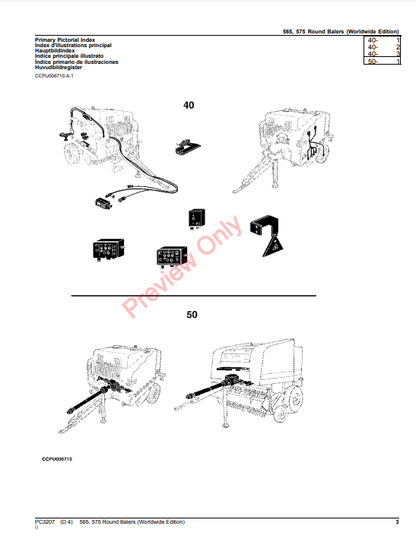 JOHN DEERE ROUND BALERS 565, 575 (WORLDWIDE EDITION) PC3207 - PARTS CATALOG MANUAL