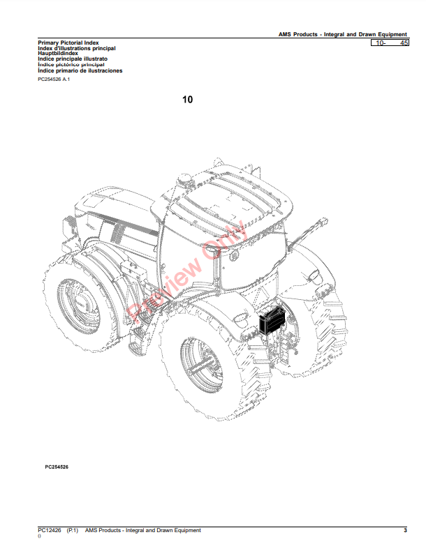 JOHN DEERE AMS PRODUCTS-INTEGRAL AND DRAWN EQUIPMENT PC12426 - PARTS CATALOG MANUAL