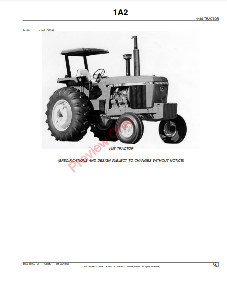 JOHN DEERE 4455 TRACTOR PC6047 - PARTS CATALOG MANUAL