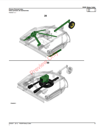 JOHN DEERE RC6R ROTARY CUTTER PC6227 - PARTS CATALOG MANUAL