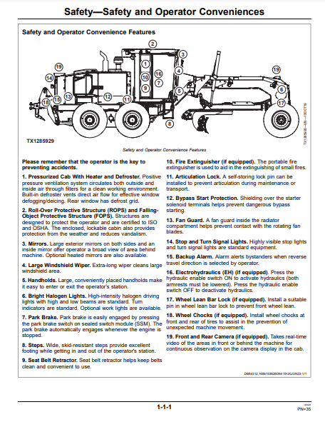 OPERATOR MANUAL - JOHN DEERE 620 P,622 P CONSTRUCTION MOTOR GRADER OMT494130X019