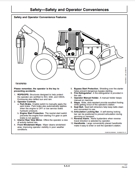 OPERATOR MANUAL - JOHN DEERE 540H,548H,640H,648H,748H,848H (H SERIES) Forestry Skidder OMT255825