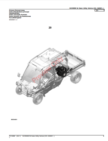 JOHN DEERE XUV855M S4 GATOR UTILITY VEHICLE PC16089 - PARTS CATALOG MANUAL