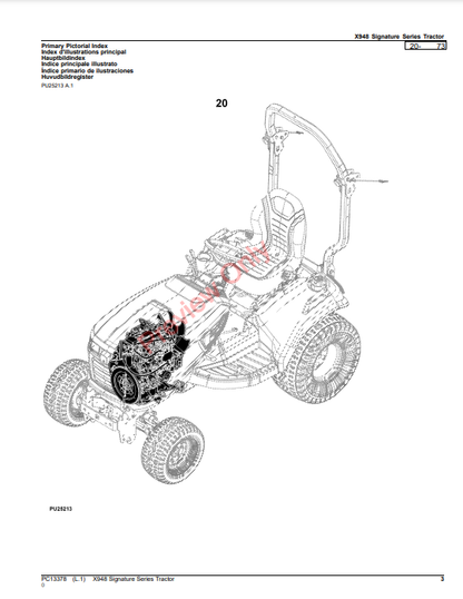 JOHN DEERE X948 SIGNATURE SERIES TRACTOR PC13378 - PARTS CATALOG MANUAL