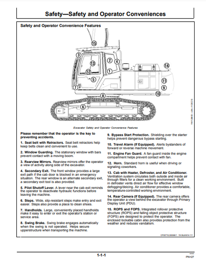 OPERATOR MANUAL - JOHN DEERE E240LC,E260LC (E SERIES) Construction Excavator WY21780