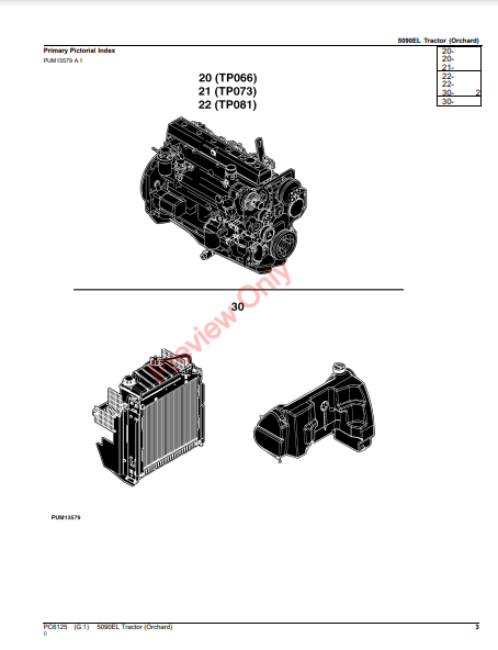 JOHN DEERE 5090EL TRACTOR (ORCHARD) PC6125 - PARTS CATALOG MANUAL