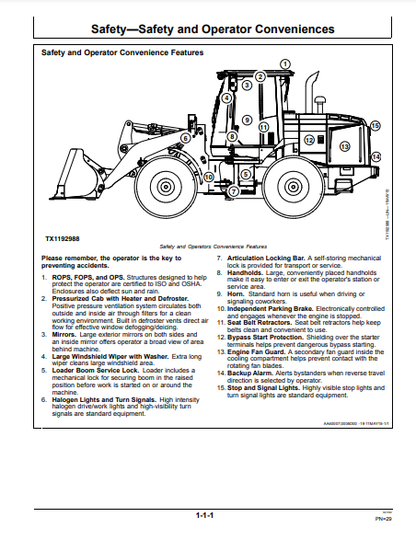 OPERATOR MANUAL - JOHN DEERE 524K SERIES II (0) Construction Loader OMT387133X19